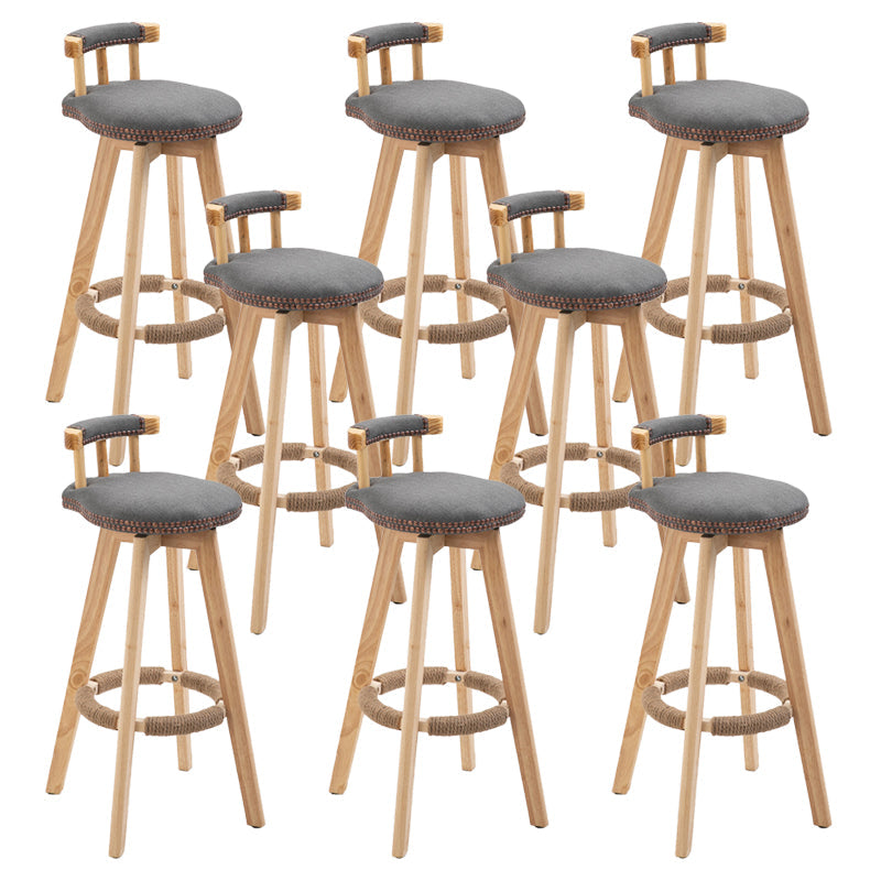 Modern Rubberwood Restaurant Stool Matte Finish Upholstered Bar Stools Dark Gray Set of 8 Clearhalo 'Bar Furniture' 'Bar Stools' 'bar_stools' 'Furniture' 'furniture_bar_stools' 'Kitchen & Dining Furniture' 4984539