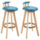 Modern Rubberwood Restaurant Stool Matte Finish Upholstered Bar Stools Blue Set of 2 Clearhalo 'Bar Furniture' 'Bar Stools' 'bar_stools' 'Furniture' 'furniture_bar_stools' 'Kitchen & Dining Furniture' 4984540