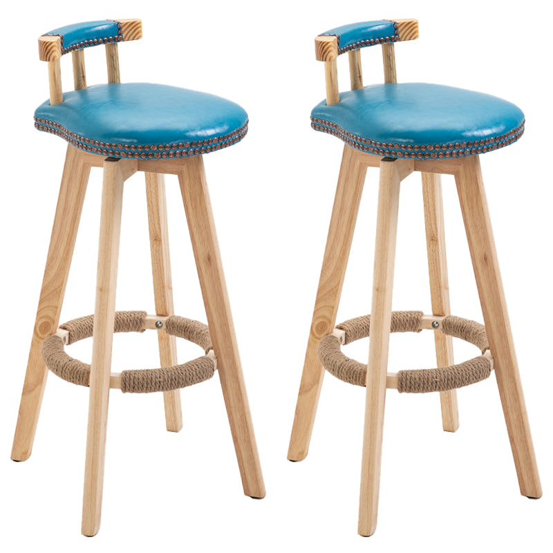 Modern Rubberwood Restaurant Stool Matte Finish Upholstered Bar Stools Blue Set of 2 Clearhalo 'Bar Furniture' 'Bar Stools' 'bar_stools' 'Furniture' 'furniture_bar_stools' 'Kitchen & Dining Furniture' 4984540