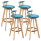 Modern Rubberwood Restaurant Stool Matte Finish Upholstered Bar Stools Blue Set of 4 Clearhalo 'Bar Furniture' 'Bar Stools' 'bar_stools' 'Furniture' 'furniture_bar_stools' 'Kitchen & Dining Furniture' 4984541