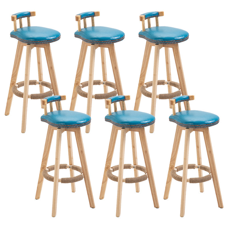 Modern Rubberwood Restaurant Stool Matte Finish Upholstered Bar Stools Blue Set of 6 Clearhalo 'Bar Furniture' 'Bar Stools' 'bar_stools' 'Furniture' 'furniture_bar_stools' 'Kitchen & Dining Furniture' 4984542