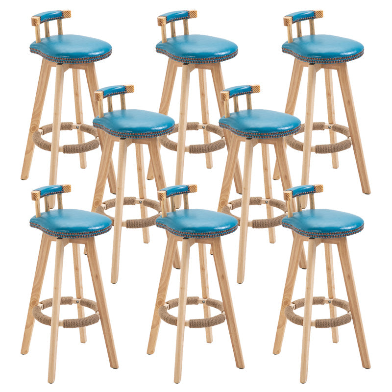 Modern Rubberwood Restaurant Stool Matte Finish Upholstered Bar Stools Blue Set of 8 Clearhalo 'Bar Furniture' 'Bar Stools' 'bar_stools' 'Furniture' 'furniture_bar_stools' 'Kitchen & Dining Furniture' 4984543