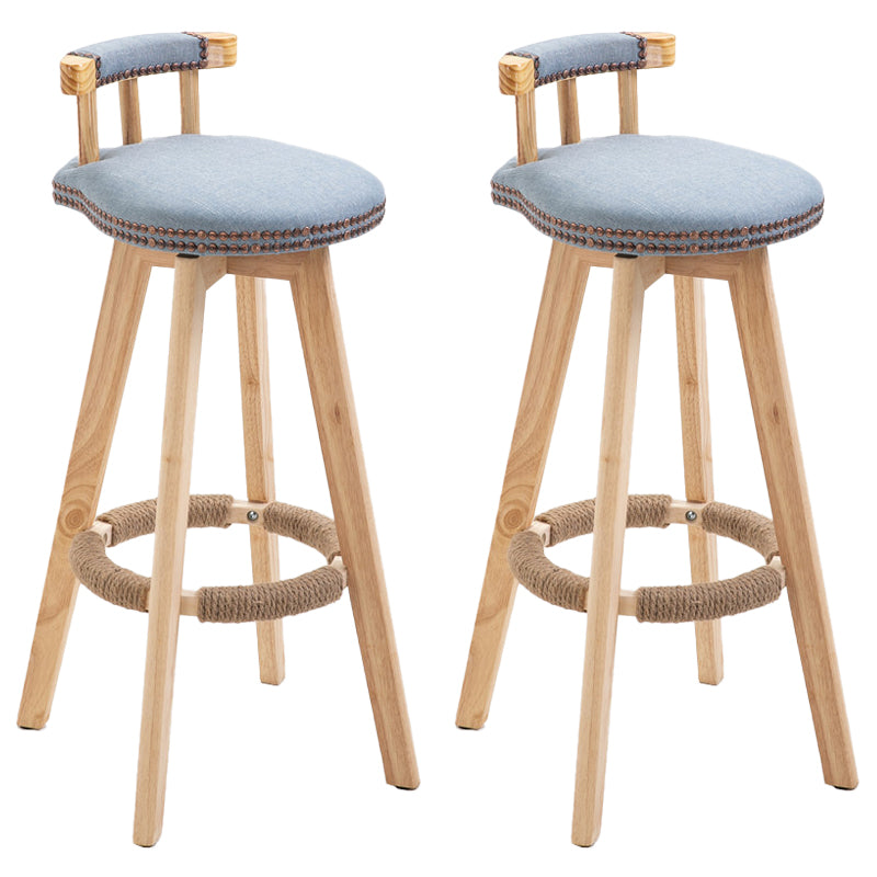 Modern Rubberwood Restaurant Stool Matte Finish Upholstered Bar Stools Light Blue Set of 2 Clearhalo 'Bar Furniture' 'Bar Stools' 'bar_stools' 'Furniture' 'furniture_bar_stools' 'Kitchen & Dining Furniture' 4984544