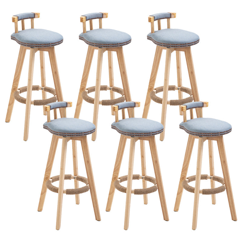 Modern Rubberwood Restaurant Stool Matte Finish Upholstered Bar Stools Light Blue Set of 6 Clearhalo 'Bar Furniture' 'Bar Stools' 'bar_stools' 'Furniture' 'furniture_bar_stools' 'Kitchen & Dining Furniture' 4984546