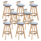 Modern Rubberwood Restaurant Stool Matte Finish Upholstered Bar Stools Light Blue Set of 8 Clearhalo 'Bar Furniture' 'Bar Stools' 'bar_stools' 'Furniture' 'furniture_bar_stools' 'Kitchen & Dining Furniture' 4984547