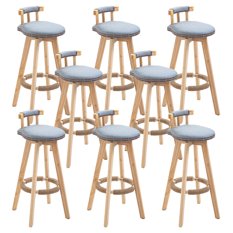Modern Rubberwood Restaurant Stool Matte Finish Upholstered Bar Stools Light Blue Set of 8 Clearhalo 'Bar Furniture' 'Bar Stools' 'bar_stools' 'Furniture' 'furniture_bar_stools' 'Kitchen & Dining Furniture' 4984547