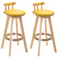 Modern Rubberwood Restaurant Stool Matte Finish Upholstered Bar Stools Yellow Set of 2 Clearhalo 'Bar Furniture' 'Bar Stools' 'bar_stools' 'Furniture' 'furniture_bar_stools' 'Kitchen & Dining Furniture' 4984548