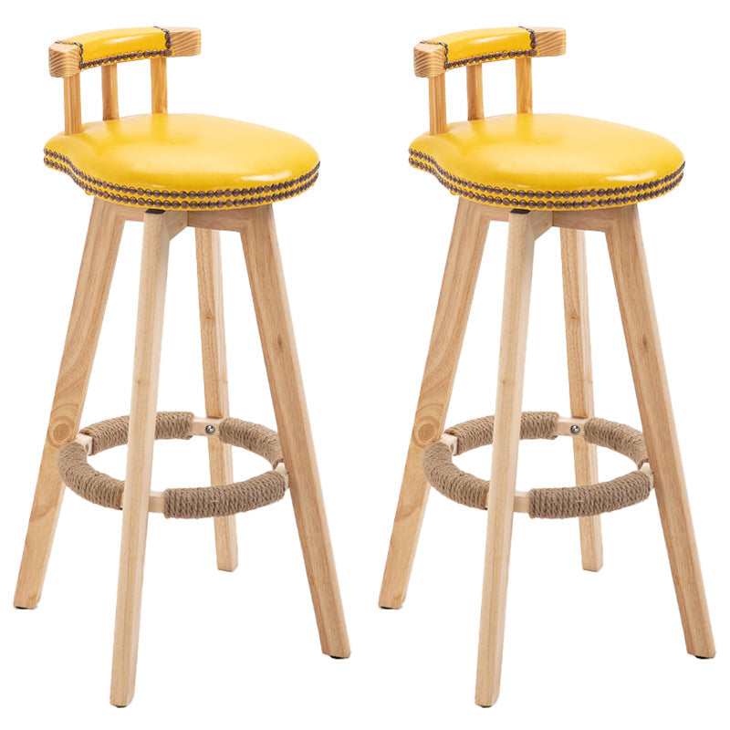 Modern Rubberwood Restaurant Stool Matte Finish Upholstered Bar Stools Yellow Set of 2 Clearhalo 'Bar Furniture' 'Bar Stools' 'bar_stools' 'Furniture' 'furniture_bar_stools' 'Kitchen & Dining Furniture' 4984548