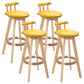 Modern Rubberwood Restaurant Stool Matte Finish Upholstered Bar Stools Yellow Set of 4 Clearhalo 'Bar Furniture' 'Bar Stools' 'bar_stools' 'Furniture' 'furniture_bar_stools' 'Kitchen & Dining Furniture' 4984549