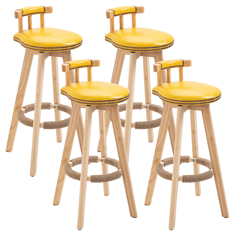 Modern Rubberwood Restaurant Stool Matte Finish Upholstered Bar Stools Yellow Set of 4 Clearhalo 'Bar Furniture' 'Bar Stools' 'bar_stools' 'Furniture' 'furniture_bar_stools' 'Kitchen & Dining Furniture' 4984549