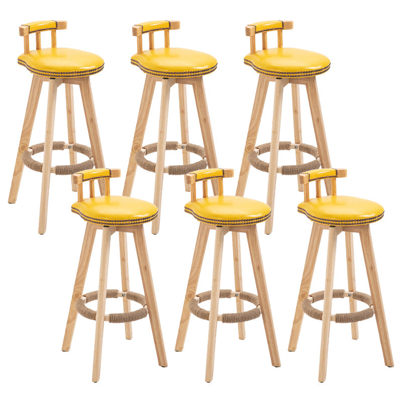 Modern Rubberwood Restaurant Stool Matte Finish Upholstered Bar Stools Yellow Set of 6 Clearhalo 'Bar Furniture' 'Bar Stools' 'bar_stools' 'Furniture' 'furniture_bar_stools' 'Kitchen & Dining Furniture' 4984550