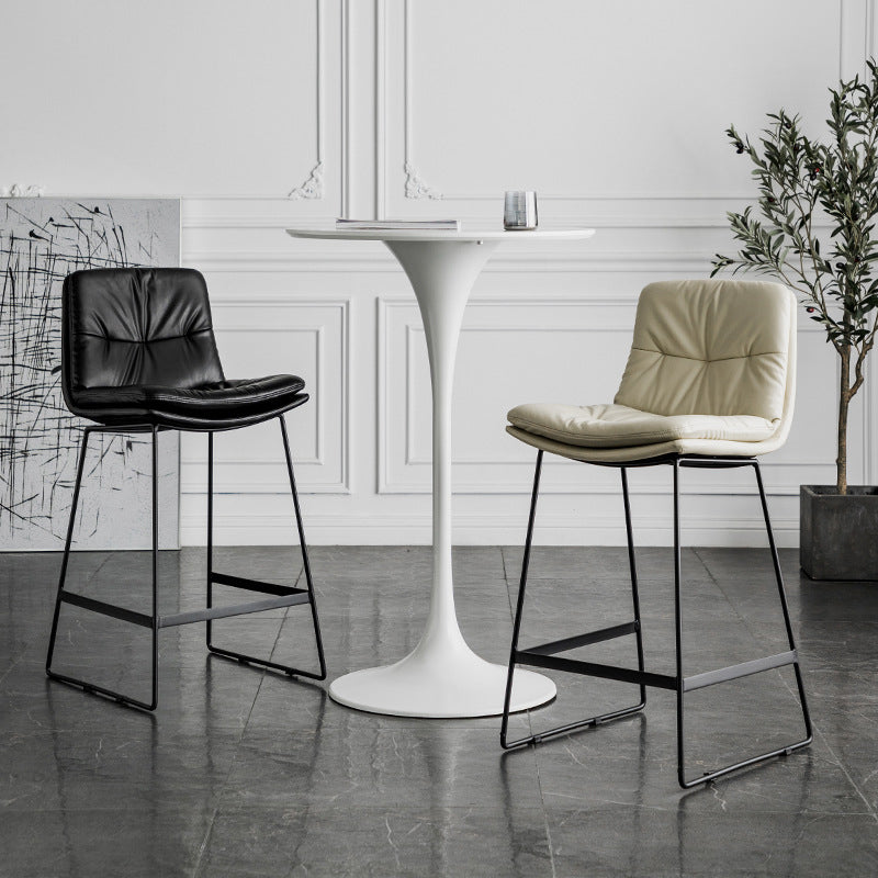 Scandinavian Low Back Home Stool Matte Finish Upholstered Bar Stools Clearhalo 'Bar Furniture' 'Bar Stools' 'bar_stools' 'furn' 'furn_bar_stools' 'Furniture' 'furniture_bar_stools' 'Kitchen & Dining Furniture' 4984553