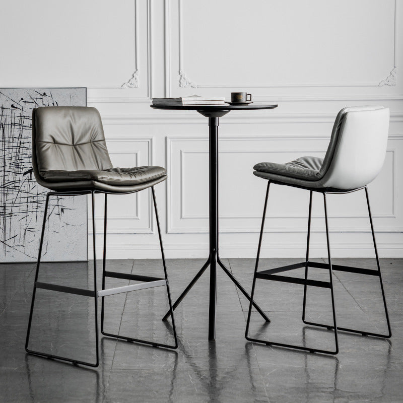 Scandinavian Low Back Home Stool Matte Finish Upholstered Bar Stools Clearhalo 'Bar Furniture' 'Bar Stools' 'bar_stools' 'furn' 'furn_bar_stools' 'Furniture' 'furniture_bar_stools' 'Kitchen & Dining Furniture' 4984558