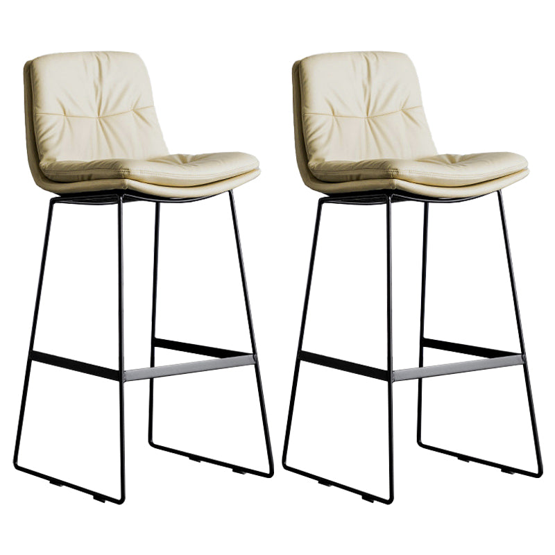 Scandinavian Low Back Home Stool Matte Finish Upholstered Bar Stools Beige 2 Piece Set Bar Stool(30"H) Clearhalo 'Bar Furniture' 'Bar Stools' 'bar_stools' 'furn' 'furn_bar_stools' 'Furniture' 'furniture_bar_stools' 'Kitchen & Dining Furniture' 4984562