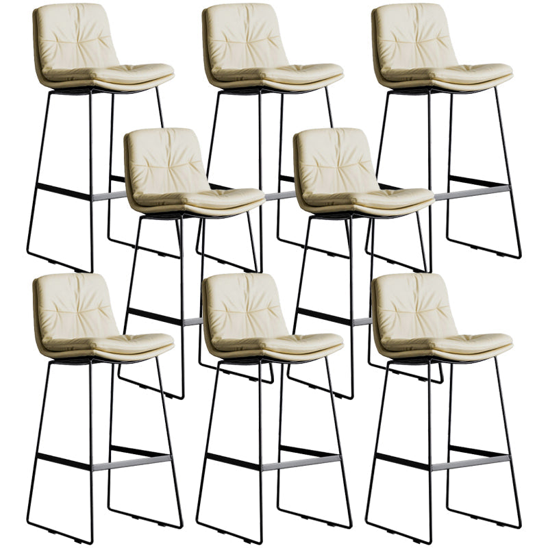 Scandinavian Low Back Home Stool Matte Finish Upholstered Bar Stools Beige 8 Piece Set Bar Stool(30"H) Clearhalo 'Bar Furniture' 'Bar Stools' 'bar_stools' 'furn' 'furn_bar_stools' 'Furniture' 'furniture_bar_stools' 'Kitchen & Dining Furniture' 4984564