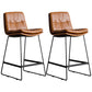 Scandinavian Low Back Home Stool Matte Finish Upholstered Bar Stools Brown 2 Piece Set Counter Stool(26"H) Clearhalo 'Bar Furniture' 'Bar Stools' 'bar_stools' 'furn' 'furn_bar_stools' 'Furniture' 'furniture_bar_stools' 'Kitchen & Dining Furniture' 4984576