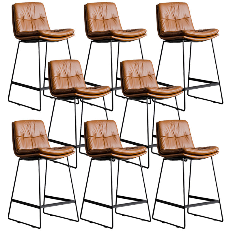 Scandinavian Low Back Home Stool Matte Finish Upholstered Bar Stools Brown 8 Piece Set Counter Stool(26"H) Clearhalo 'Bar Furniture' 'Bar Stools' 'bar_stools' 'furn' 'furn_bar_stools' 'Furniture' 'furniture_bar_stools' 'Kitchen & Dining Furniture' 4984577