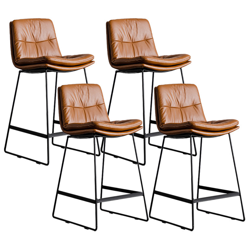 Scandinavian Low Back Home Stool Matte Finish Upholstered Bar Stools Brown 4 Piece Set Counter Stool(26"H) Clearhalo 'Bar Furniture' 'Bar Stools' 'bar_stools' 'furn' 'furn_bar_stools' 'Furniture' 'furniture_bar_stools' 'Kitchen & Dining Furniture' 4984578
