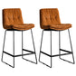 Scandinavian Low Back Home Stool Matte Finish Upholstered Bar Stools Red Brown 2 Piece Set Counter Stool(26"H) Clearhalo 'Bar Furniture' 'Bar Stools' 'bar_stools' 'furn' 'furn_bar_stools' 'Furniture' 'furniture_bar_stools' 'Kitchen & Dining Furniture' 4984580