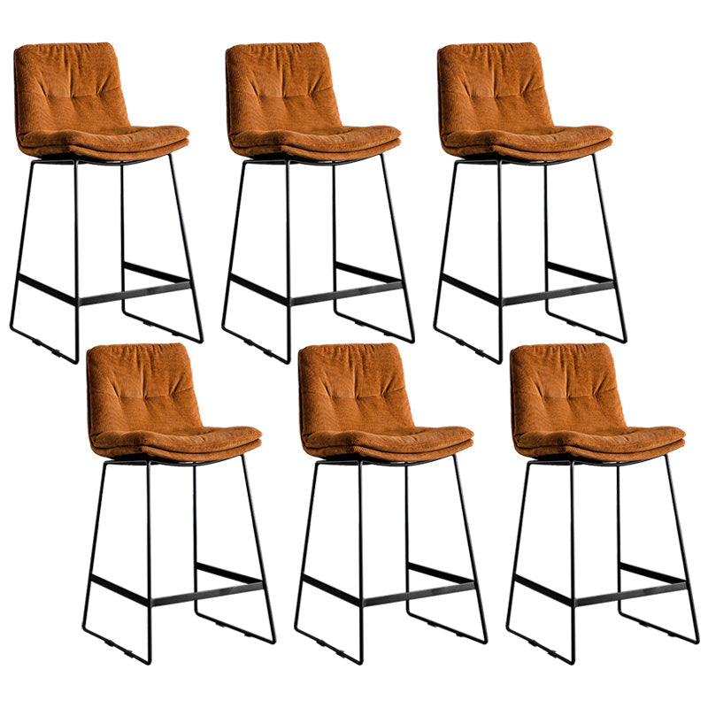 Scandinavian Low Back Home Stool Matte Finish Upholstered Bar Stools Red Brown 6 Piece Set Counter Stool(26"H) Clearhalo 'Bar Furniture' 'Bar Stools' 'bar_stools' 'furn' 'furn_bar_stools' 'Furniture' 'furniture_bar_stools' 'Kitchen & Dining Furniture' 4984583
