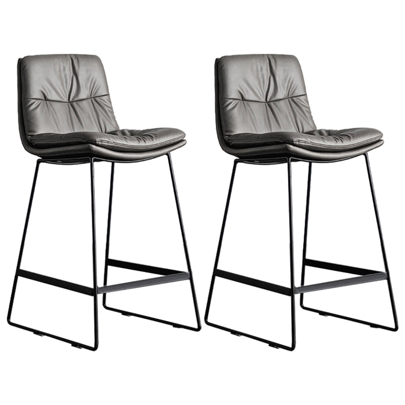 Scandinavian Low Back Home Stool Matte Finish Upholstered Bar Stools Dark Gray 2 Piece Set Counter Stool(26"H) Clearhalo 'Bar Furniture' 'Bar Stools' 'bar_stools' 'furn' 'furn_bar_stools' 'Furniture' 'furniture_bar_stools' 'Kitchen & Dining Furniture' 4984588