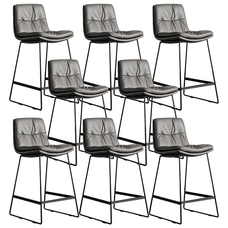 Scandinavian Low Back Home Stool Matte Finish Upholstered Bar Stools Dark Gray 8 Piece Set Counter Stool(26"H) Clearhalo 'Bar Furniture' 'Bar Stools' 'bar_stools' 'furn' 'furn_bar_stools' 'Furniture' 'furniture_bar_stools' 'Kitchen & Dining Furniture' 4984589