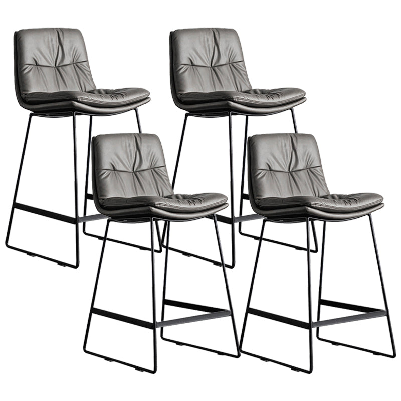 Scandinavian Low Back Home Stool Matte Finish Upholstered Bar Stools Dark Gray 4 Piece Set Counter Stool(26"H) Clearhalo 'Bar Furniture' 'Bar Stools' 'bar_stools' 'furn' 'furn_bar_stools' 'Furniture' 'furniture_bar_stools' 'Kitchen & Dining Furniture' 4984590
