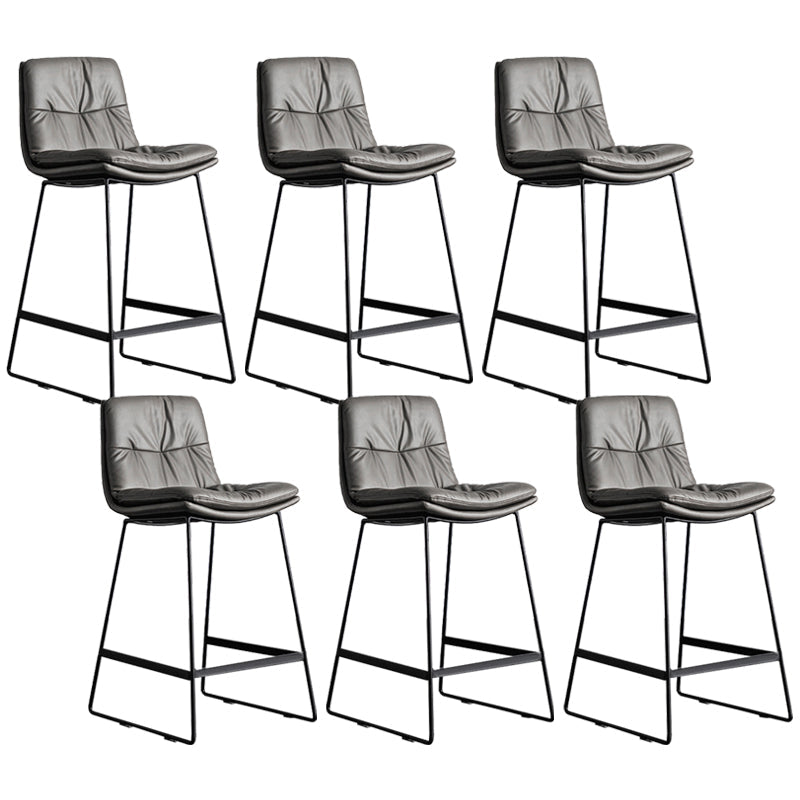 Scandinavian Low Back Home Stool Matte Finish Upholstered Bar Stools Dark Gray 6 Piece Set Counter Stool(26"H) Clearhalo 'Bar Furniture' 'Bar Stools' 'bar_stools' 'furn' 'furn_bar_stools' 'Furniture' 'furniture_bar_stools' 'Kitchen & Dining Furniture' 4984591
