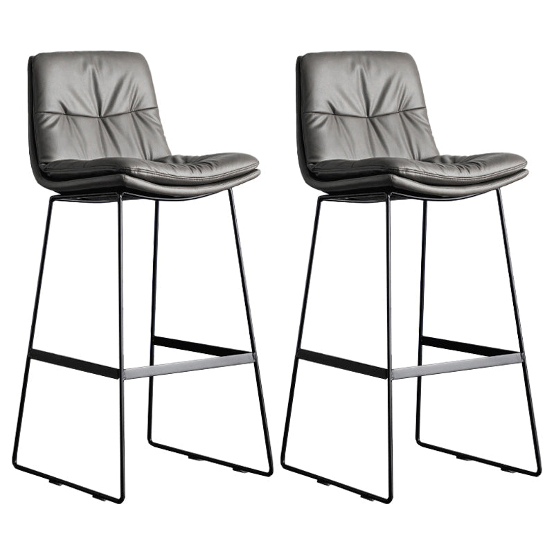 Scandinavian Low Back Home Stool Matte Finish Upholstered Bar Stools Dark Gray 2 Piece Set Bar Stool(30"H) Clearhalo 'Bar Furniture' 'Bar Stools' 'bar_stools' 'furn' 'furn_bar_stools' 'Furniture' 'furniture_bar_stools' 'Kitchen & Dining Furniture' 4984592