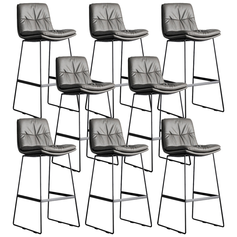 Scandinavian Low Back Home Stool Matte Finish Upholstered Bar Stools Dark Gray 8 Piece Set Bar Stool(30"H) Clearhalo 'Bar Furniture' 'Bar Stools' 'bar_stools' 'furn' 'furn_bar_stools' 'Furniture' 'furniture_bar_stools' 'Kitchen & Dining Furniture' 4984593