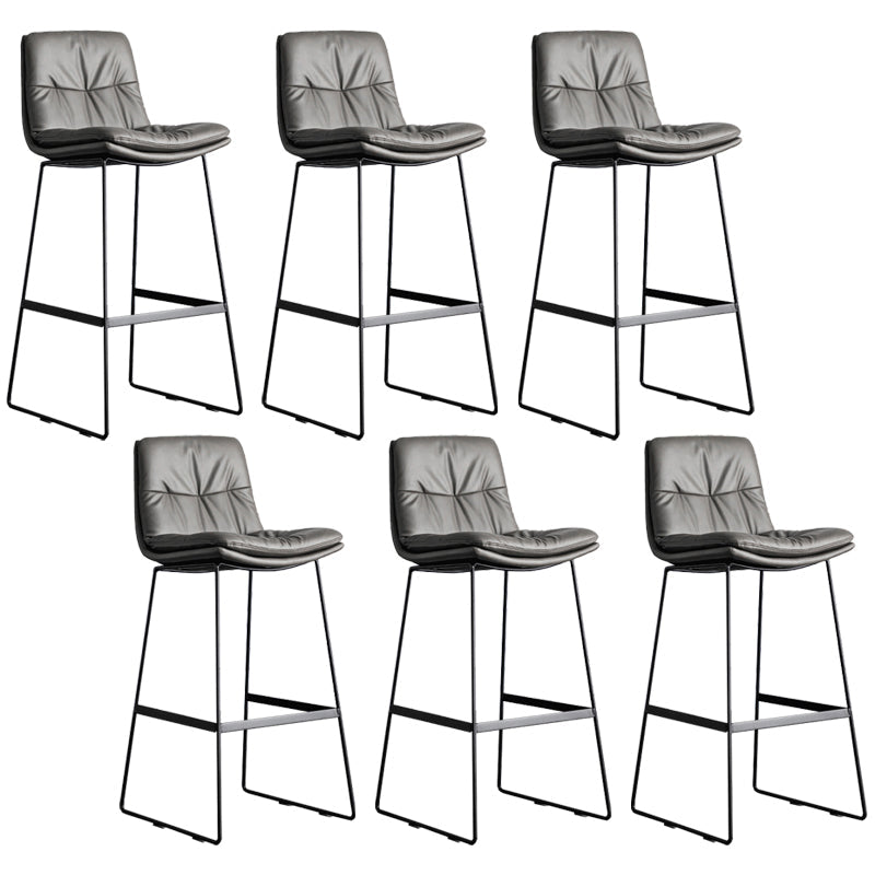 Scandinavian Low Back Home Stool Matte Finish Upholstered Bar Stools Dark Gray 6 Piece Set Bar Stool(30"H) Clearhalo 'Bar Furniture' 'Bar Stools' 'bar_stools' 'furn' 'furn_bar_stools' 'Furniture' 'furniture_bar_stools' 'Kitchen & Dining Furniture' 4984595
