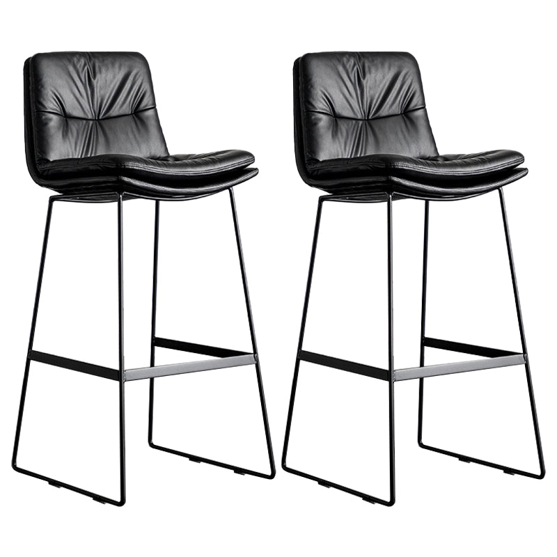 Scandinavian Low Back Home Stool Matte Finish Upholstered Bar Stools Black 2 Piece Set Bar Stool(30"H) Clearhalo 'Bar Furniture' 'Bar Stools' 'bar_stools' 'furn' 'furn_bar_stools' 'Furniture' 'furniture_bar_stools' 'Kitchen & Dining Furniture' 4984596
