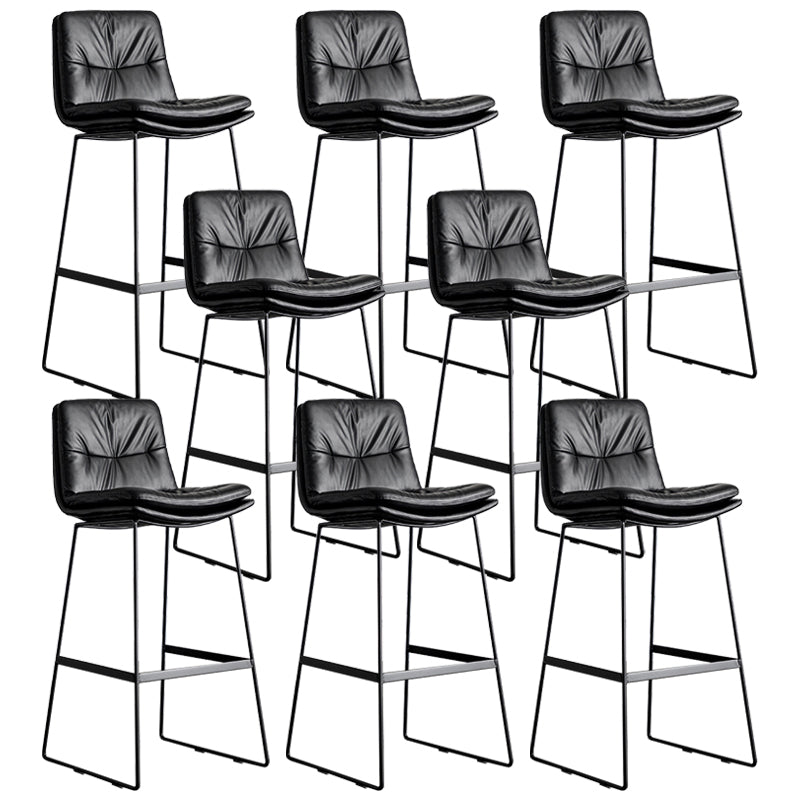 Scandinavian Low Back Home Stool Matte Finish Upholstered Bar Stools Black 8 Piece Set Bar Stool(30"H) Clearhalo 'Bar Furniture' 'Bar Stools' 'bar_stools' 'furn' 'furn_bar_stools' 'Furniture' 'furniture_bar_stools' 'Kitchen & Dining Furniture' 4984597