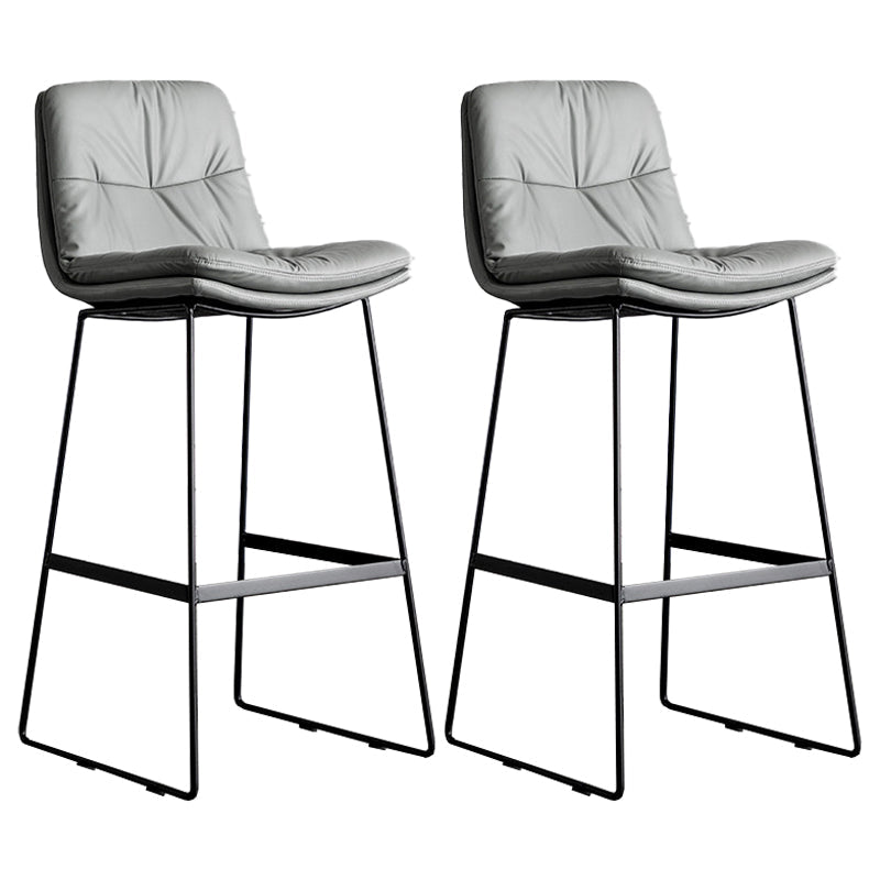 Scandinavian Low Back Home Stool Matte Finish Upholstered Bar Stools Light Gray 2 Piece Set Bar Stool(30"H) Clearhalo 'Bar Furniture' 'Bar Stools' 'bar_stools' 'furn' 'furn_bar_stools' 'Furniture' 'furniture_bar_stools' 'Kitchen & Dining Furniture' 4984620