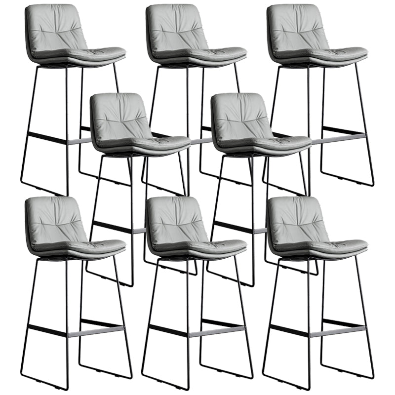 Scandinavian Low Back Home Stool Matte Finish Upholstered Bar Stools Light Gray 8 Piece Set Bar Stool(30"H) Clearhalo 'Bar Furniture' 'Bar Stools' 'bar_stools' 'furn' 'furn_bar_stools' 'Furniture' 'furniture_bar_stools' 'Kitchen & Dining Furniture' 4984621