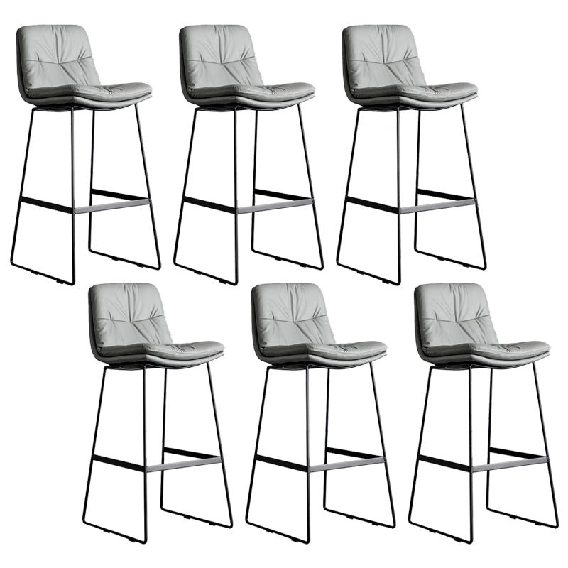 Scandinavian Low Back Home Stool Matte Finish Upholstered Bar Stools Light Gray 6 Piece Set Bar Stool(30"H) Clearhalo 'Bar Furniture' 'Bar Stools' 'bar_stools' 'furn' 'furn_bar_stools' 'Furniture' 'furniture_bar_stools' 'Kitchen & Dining Furniture' 4984623