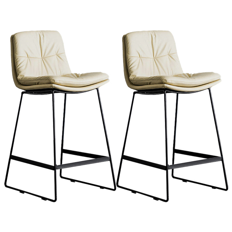 Scandinavian Low Back Home Stool Matte Finish Upholstered Bar Stools Beige 2 Piece Set Counter Stool(26"H) Clearhalo 'Bar Furniture' 'Bar Stools' 'bar_stools' 'furn' 'furn_bar_stools' 'Furniture' 'furniture_bar_stools' 'Kitchen & Dining Furniture' 4984624