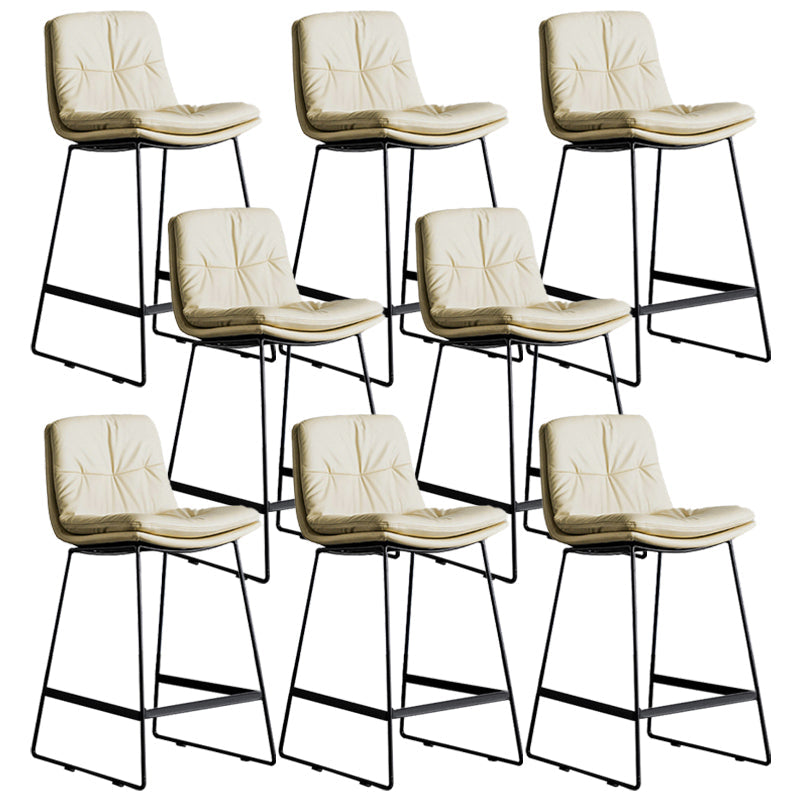 Scandinavian Low Back Home Stool Matte Finish Upholstered Bar Stools Beige 8 Piece Set Counter Stool(26"H) Clearhalo 'Bar Furniture' 'Bar Stools' 'bar_stools' 'furn' 'furn_bar_stools' 'Furniture' 'furniture_bar_stools' 'Kitchen & Dining Furniture' 4984625