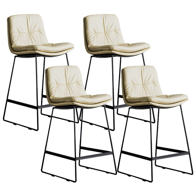 Scandinavian Low Back Home Stool Matte Finish Upholstered Bar Stools Beige 4 Piece Set Counter Stool(26"H) Clearhalo 'Bar Furniture' 'Bar Stools' 'bar_stools' 'furn' 'furn_bar_stools' 'Furniture' 'furniture_bar_stools' 'Kitchen & Dining Furniture' 4984626