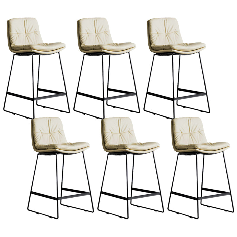 Scandinavian Low Back Home Stool Matte Finish Upholstered Bar Stools Beige 6 Piece Set Counter Stool(26"H) Clearhalo 'Bar Furniture' 'Bar Stools' 'bar_stools' 'furn' 'furn_bar_stools' 'Furniture' 'furniture_bar_stools' 'Kitchen & Dining Furniture' 4984627