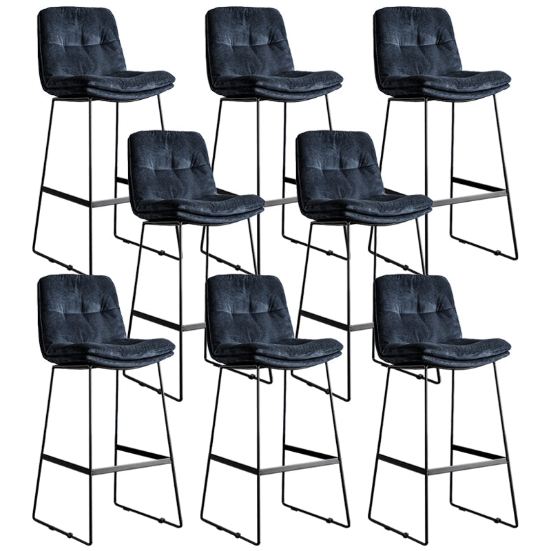 Scandinavian Low Back Home Stool Matte Finish Upholstered Bar Stools Navy Blue 8 Piece Set Bar Stool(30"H) Clearhalo 'Bar Furniture' 'Bar Stools' 'bar_stools' 'furn' 'furn_bar_stools' 'Furniture' 'furniture_bar_stools' 'Kitchen & Dining Furniture' 4984629