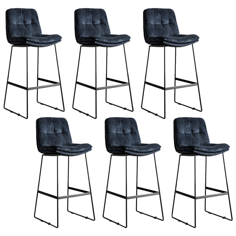 Scandinavian Low Back Home Stool Matte Finish Upholstered Bar Stools Navy Blue 6 Piece Set Bar Stool(30"H) Clearhalo 'Bar Furniture' 'Bar Stools' 'bar_stools' 'furn' 'furn_bar_stools' 'Furniture' 'furniture_bar_stools' 'Kitchen & Dining Furniture' 4984631