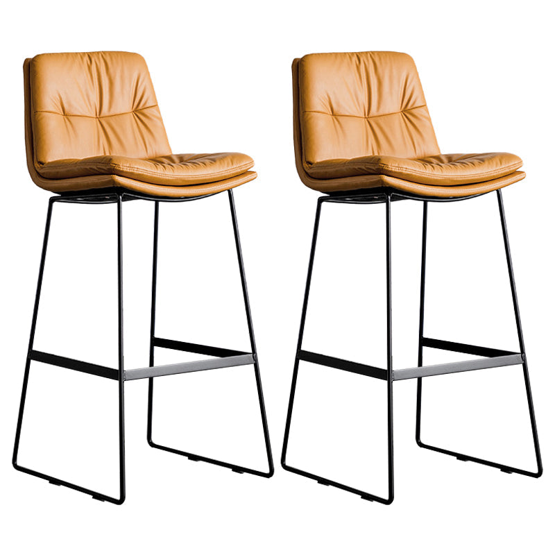 Scandinavian Low Back Home Stool Matte Finish Upholstered Bar Stools Orange 2 Piece Set Bar Stool(30"H) Clearhalo 'Bar Furniture' 'Bar Stools' 'bar_stools' 'furn' 'furn_bar_stools' 'Furniture' 'furniture_bar_stools' 'Kitchen & Dining Furniture' 4984632