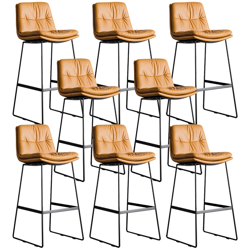 Scandinavian Low Back Home Stool Matte Finish Upholstered Bar Stools Orange 8 Piece Set Bar Stool(30"H) Clearhalo 'Bar Furniture' 'Bar Stools' 'bar_stools' 'furn' 'furn_bar_stools' 'Furniture' 'furniture_bar_stools' 'Kitchen & Dining Furniture' 4984633