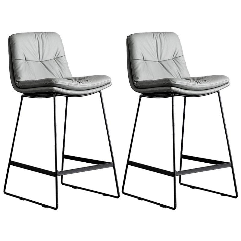 Scandinavian Low Back Home Stool Matte Finish Upholstered Bar Stools Light Gray 2 Piece Set Counter Stool(26"H) Clearhalo 'Bar Furniture' 'Bar Stools' 'bar_stools' 'furn' 'furn_bar_stools' 'Furniture' 'furniture_bar_stools' 'Kitchen & Dining Furniture' 4984640