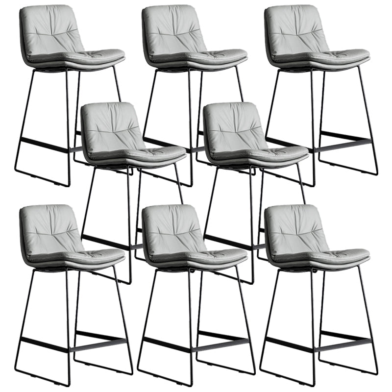 Scandinavian Low Back Home Stool Matte Finish Upholstered Bar Stools Light Gray 8 Piece Set Counter Stool(26"H) Clearhalo 'Bar Furniture' 'Bar Stools' 'bar_stools' 'furn' 'furn_bar_stools' 'Furniture' 'furniture_bar_stools' 'Kitchen & Dining Furniture' 4984641