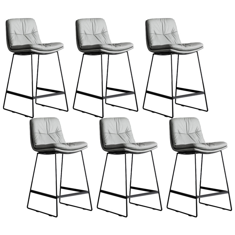 Scandinavian Low Back Home Stool Matte Finish Upholstered Bar Stools Light Gray 6 Piece Set Counter Stool(26"H) Clearhalo 'Bar Furniture' 'Bar Stools' 'bar_stools' 'furn' 'furn_bar_stools' 'Furniture' 'furniture_bar_stools' 'Kitchen & Dining Furniture' 4984643