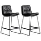 Scandinavian Low Back Home Stool Matte Finish Upholstered Bar Stools Black 2 Piece Set Counter Stool(26"H) Clearhalo 'Bar Furniture' 'Bar Stools' 'bar_stools' 'furn' 'furn_bar_stools' 'Furniture' 'furniture_bar_stools' 'Kitchen & Dining Furniture' 4984644