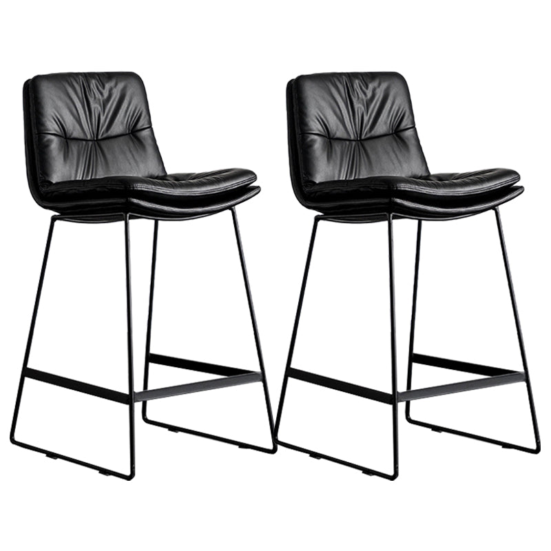 Scandinavian Low Back Home Stool Matte Finish Upholstered Bar Stools Black 2 Piece Set Counter Stool(26"H) Clearhalo 'Bar Furniture' 'Bar Stools' 'bar_stools' 'furn' 'furn_bar_stools' 'Furniture' 'furniture_bar_stools' 'Kitchen & Dining Furniture' 4984644