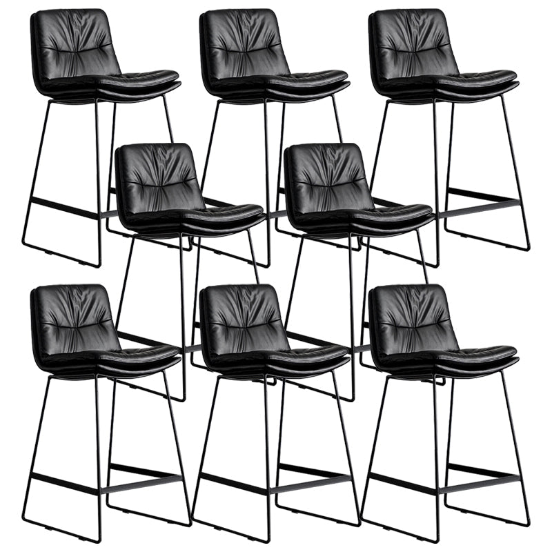 Scandinavian Low Back Home Stool Matte Finish Upholstered Bar Stools Black 8 Piece Set Counter Stool(26"H) Clearhalo 'Bar Furniture' 'Bar Stools' 'bar_stools' 'furn' 'furn_bar_stools' 'Furniture' 'furniture_bar_stools' 'Kitchen & Dining Furniture' 4984645